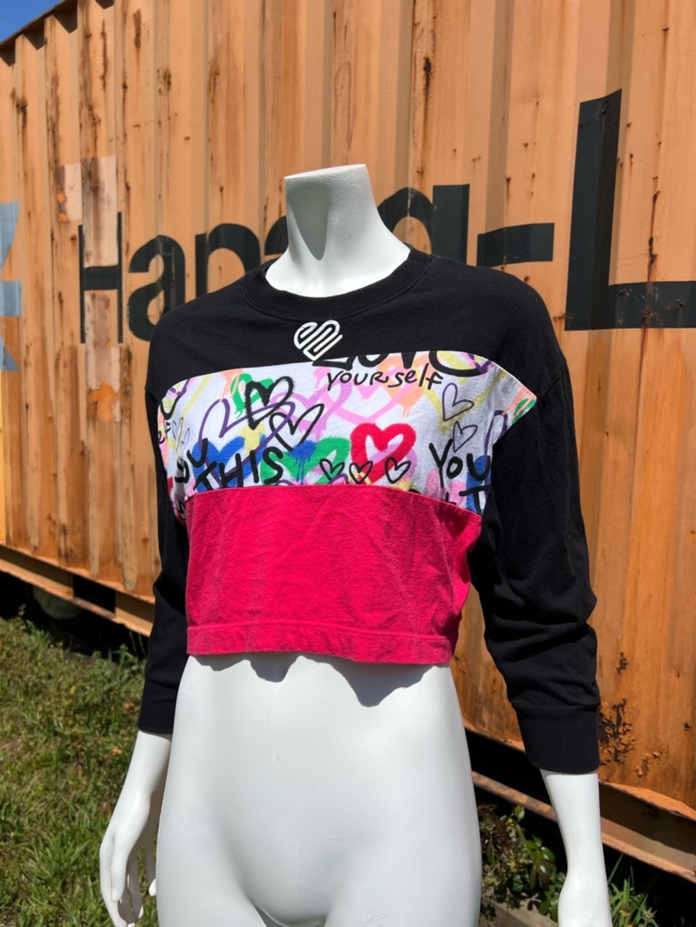 Justice Black Sweatshirt with Pink Logo